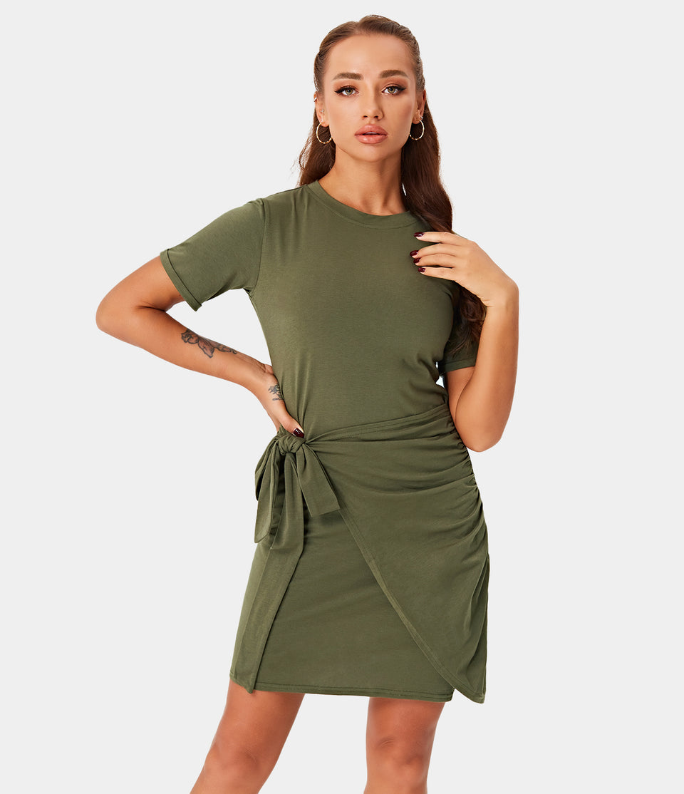 Everyday Tie Knot Ruched Mini Chill Dress-Belle