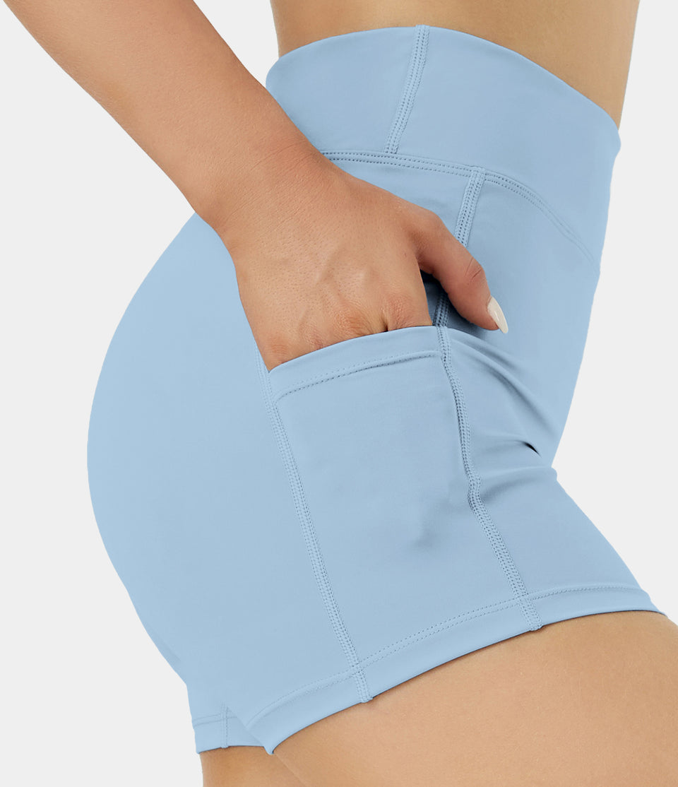Softlyzero™ Airy High Waisted Side Pocket Plain Cool Touch Yoga Shorts 3.5"-UPF50+