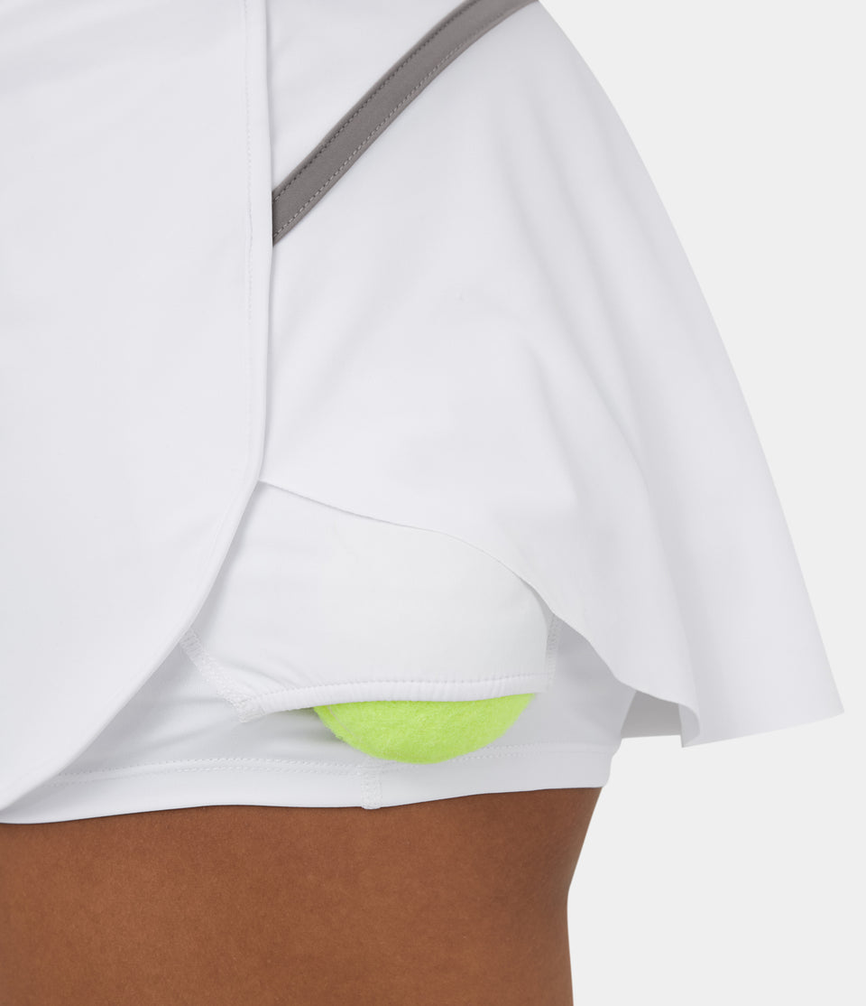 Softlyzero™ Airy High Waisted Contrast Trim 2-in-1 Side Pocket Curved Hem Mini Cool Touch Tennis Skirt-UPF50+
