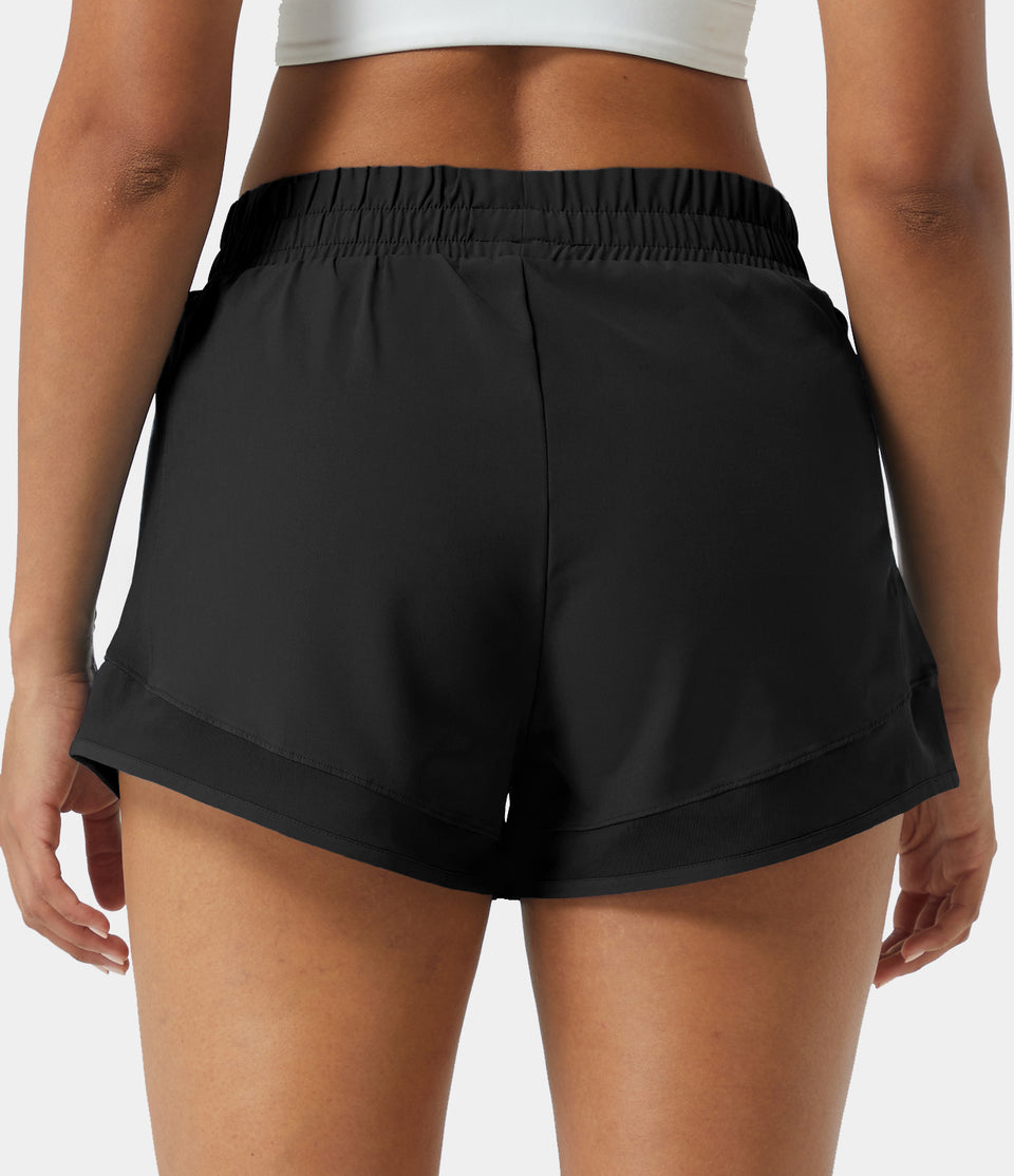 High Waisted Contrast Mesh 2-in-1 Shorts