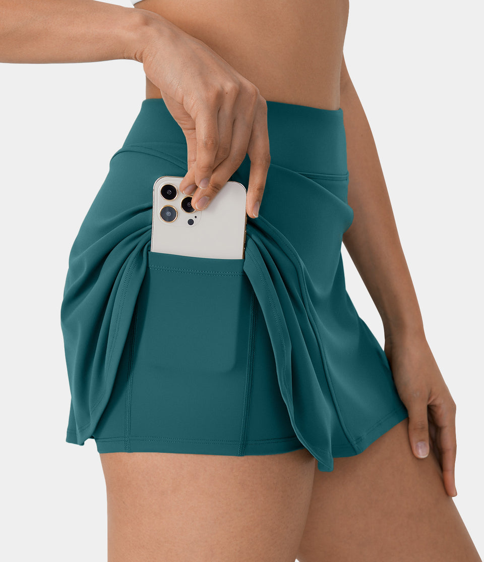 Solid Hidden Side Pocket 2-in-1 Tennis Skirt