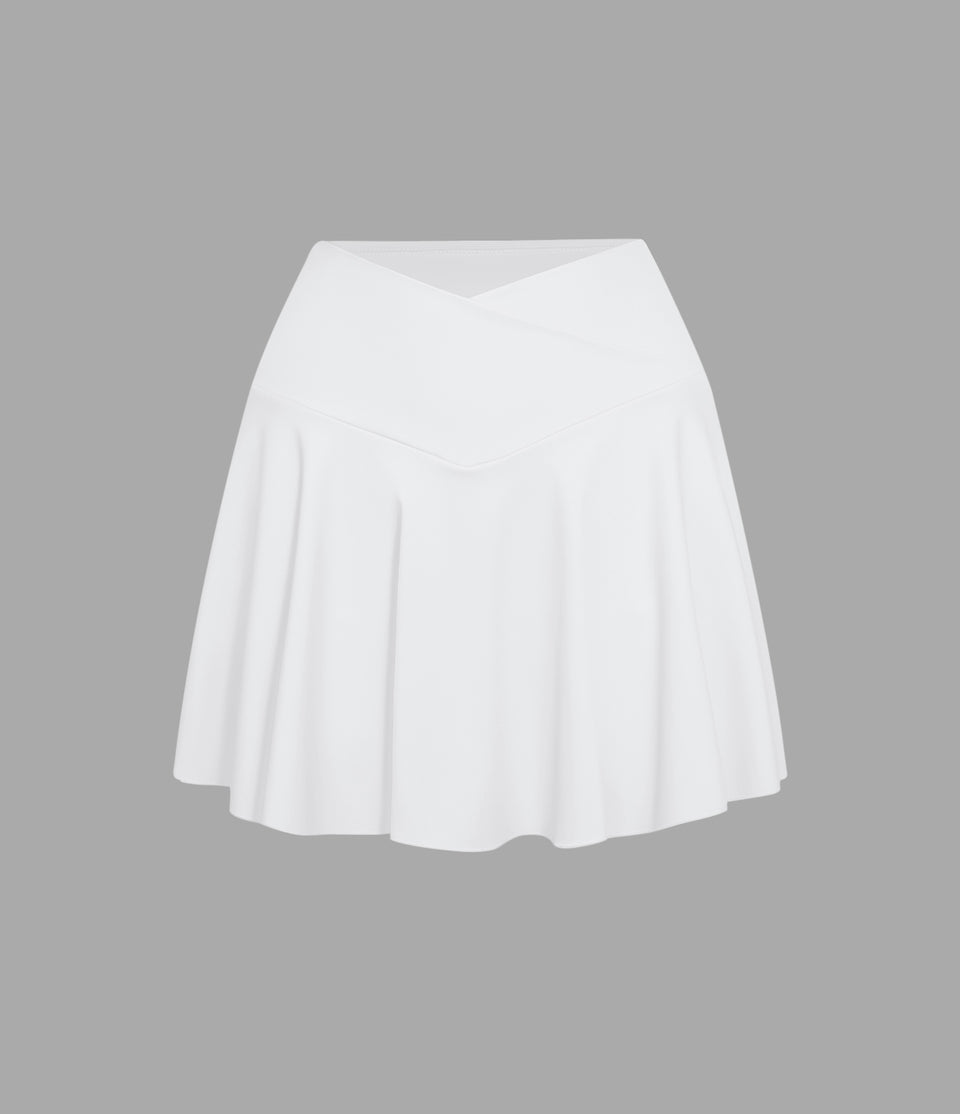Softlyzero™ Airy Comfy High Waisted Crossover 2-in-1 Side Pocket Flare Cool Touch Tennis Skirt-UPF50+
