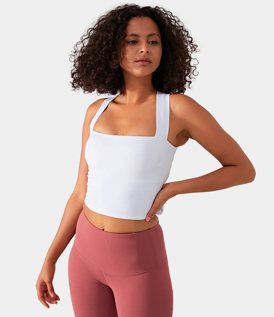 Softlyzero™ Airy Backless Padded Crisscross Tie Back Cool Touch Workout Cropped Tank Top