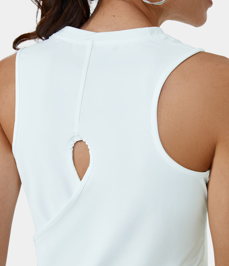 Cut Out Crossover Hem Solid Yoga Tank Top
