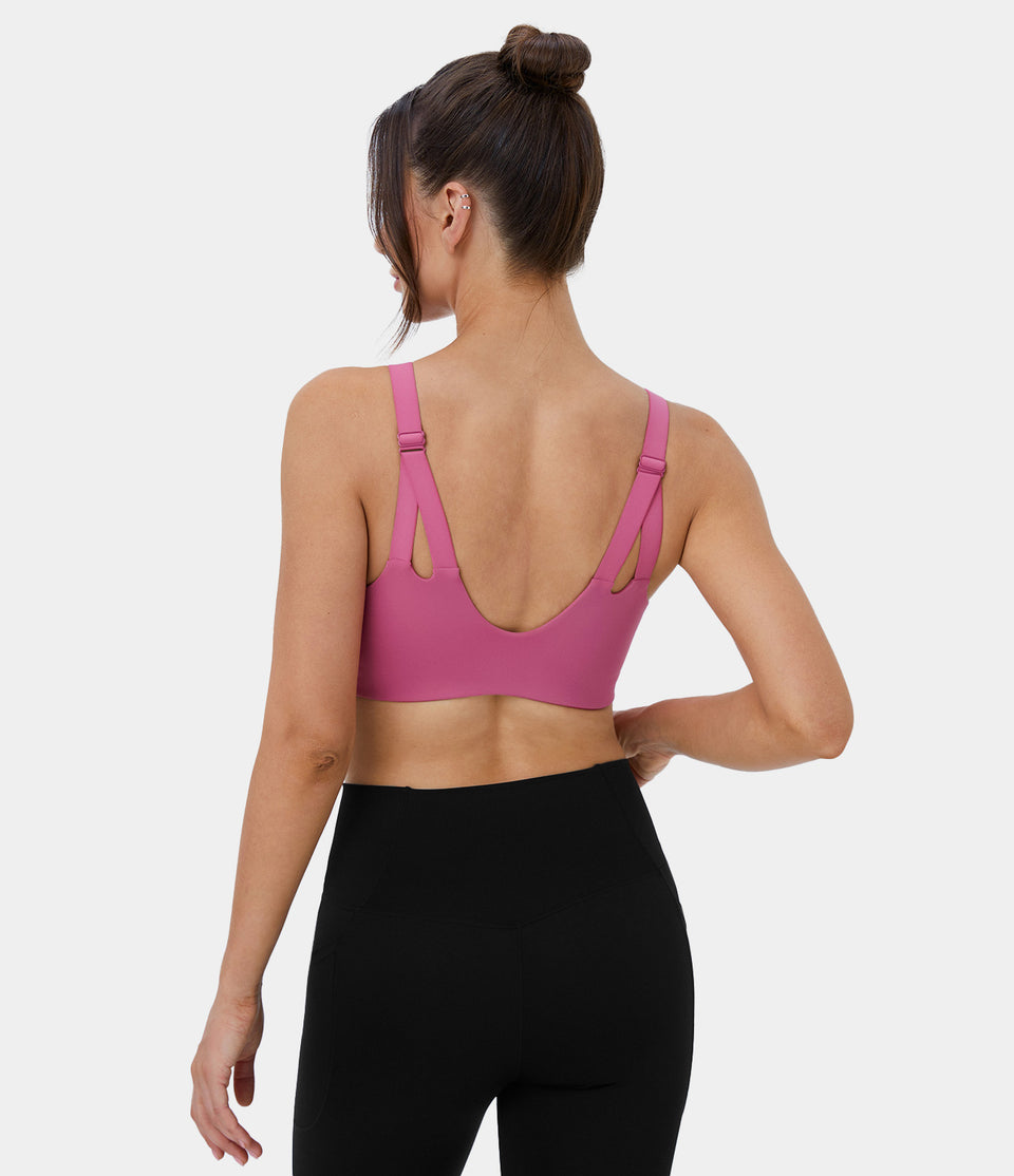 Low Support Adjustable Strap Cut Out Yoga Sports Bra