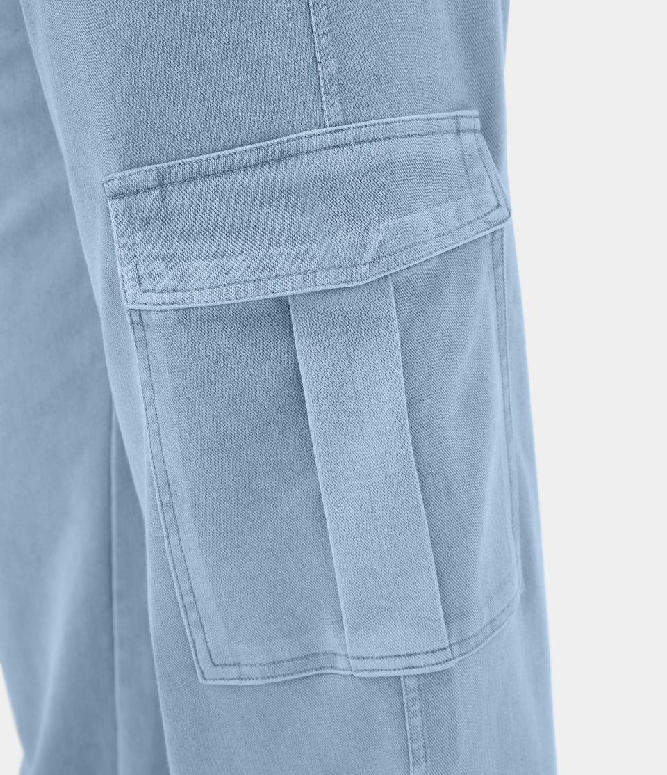HalaraMagic™ Mid Rise Multiple Pockets Straight Leg Stretchy Knit Casual Cargo Jeans