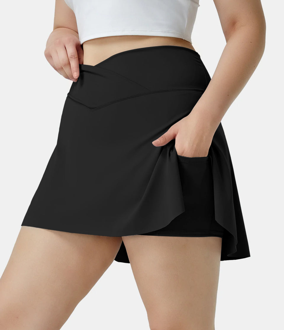Everyday Softlyzero™ Airy Crossover Side Pocket 2-in-1 Cool Touch Tennis Plus Size Skirt-Lucid-UPF50+
