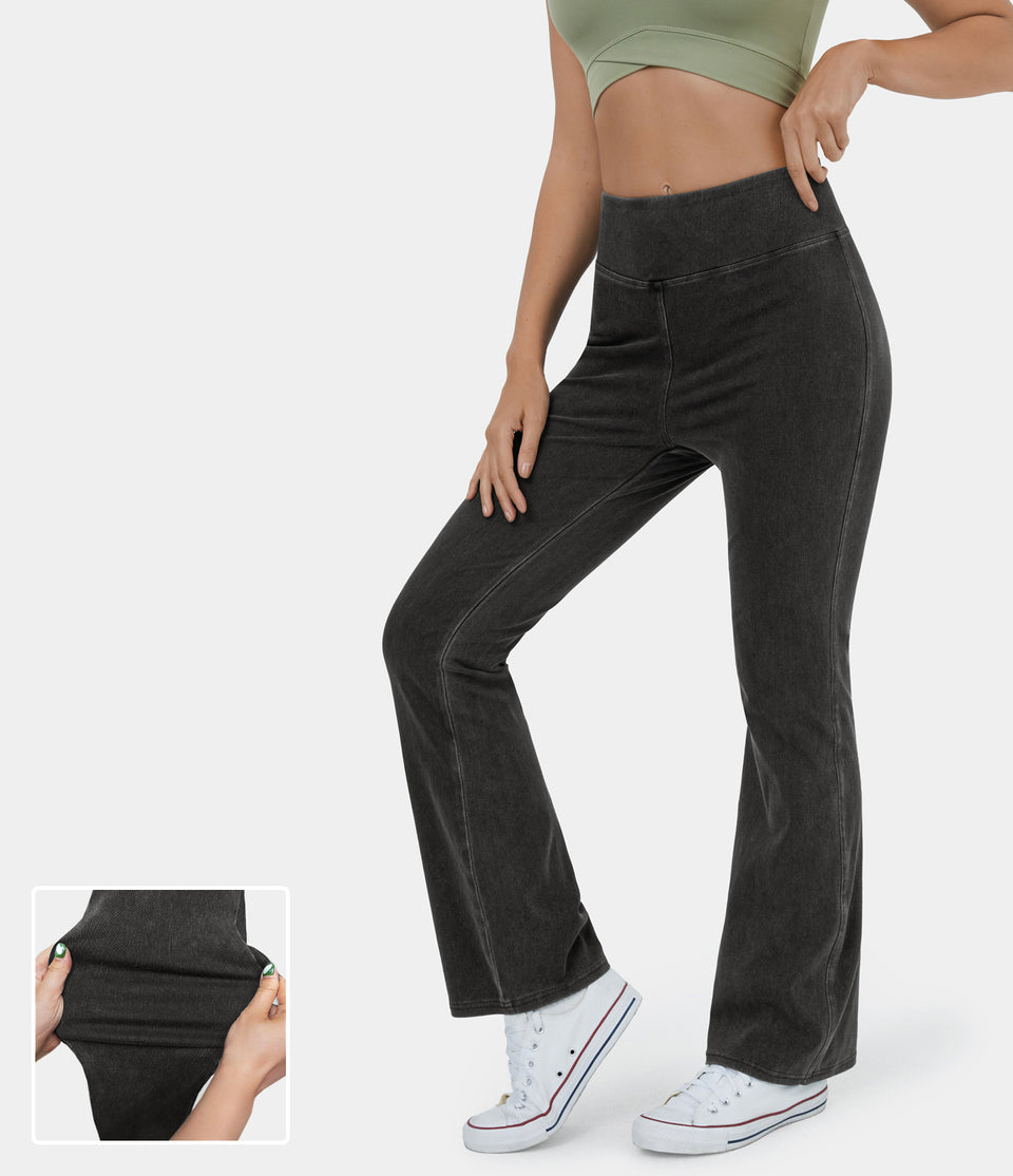 HalaraMagic™ High Waisted Back Pocket Washed Stretchy Knit Casual Bootcut Jeans