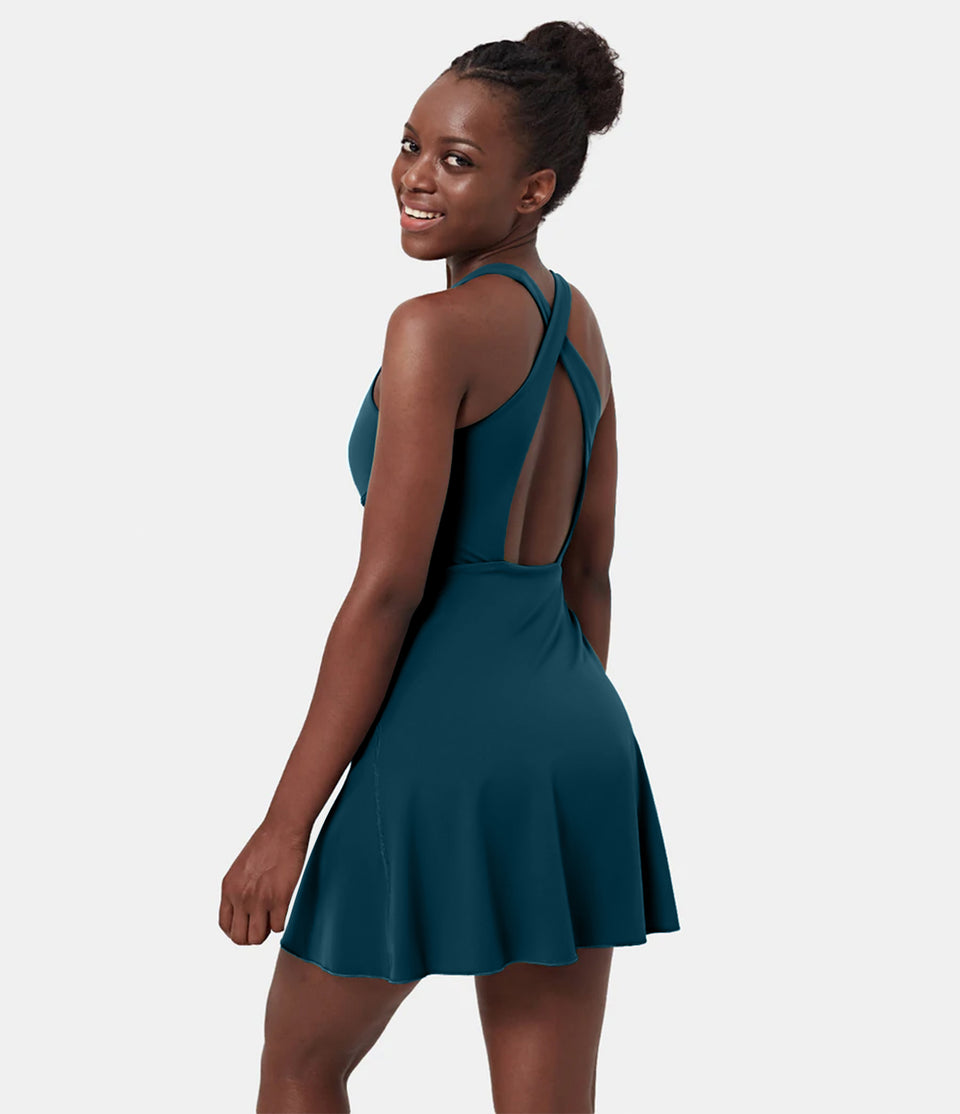 Softlyzero™ Airy Backless Crisscross 2-in-1 Pocket Cool Touch Mini Pickleball Active Dress-UPF50+