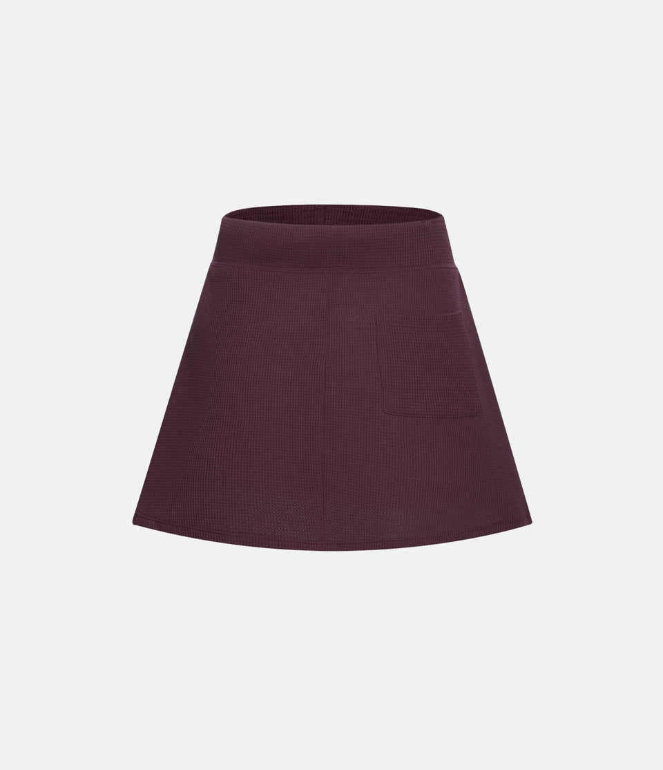 Everyday Drawstring Waffle Mini Chill Cotton Skirt-Delectable