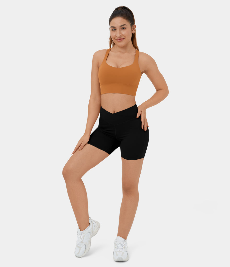 Softlyzero™ Plush High Waisted Crossover Ruched Yoga Shorts 5''-UPF50+