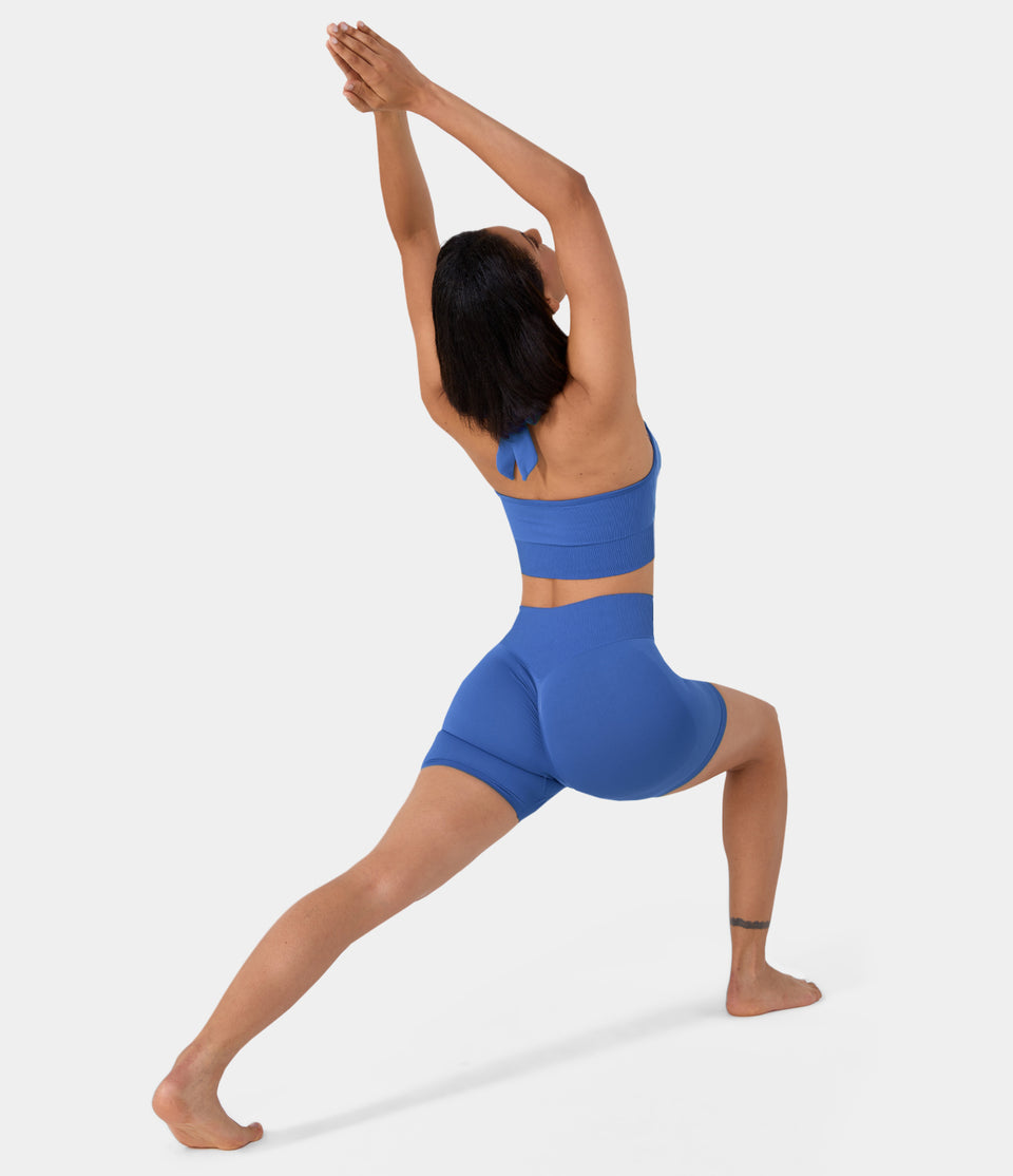 Seamless Flow Low Support Halter Tie Back Yoga Sports Bra