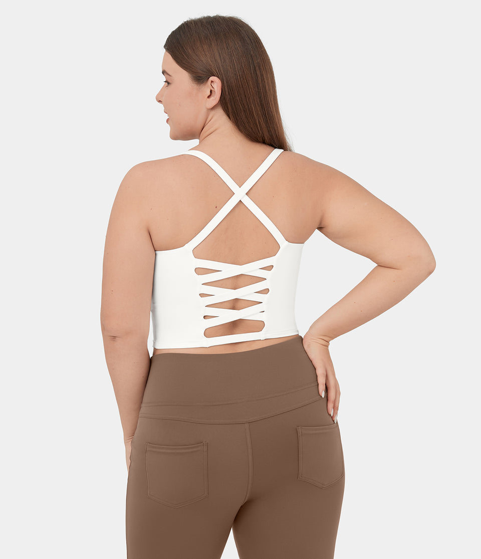 Crisscross Backless Cropped Yoga Plus Size Tank Top