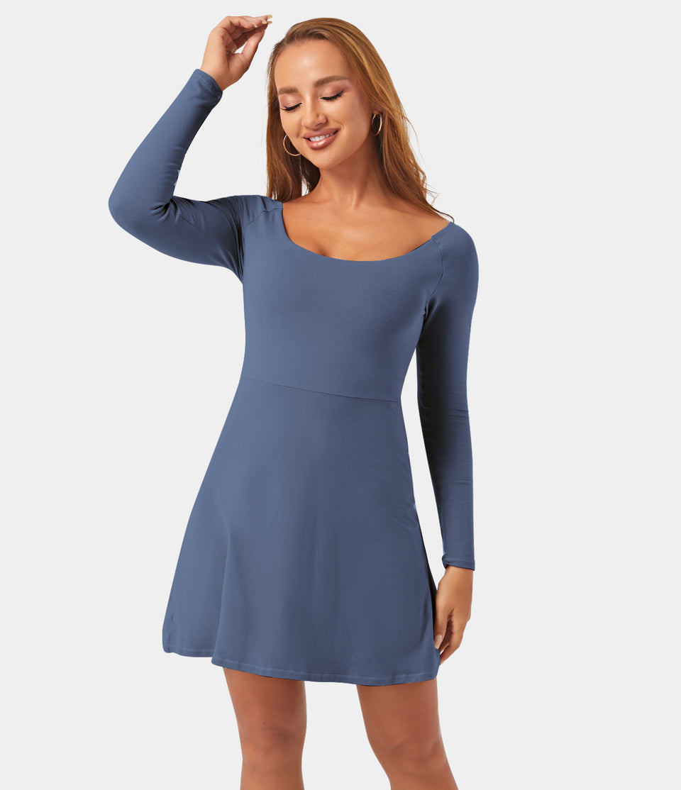 Long Sleeve 2-in-1 Pocket Mini Tennis Active Dress