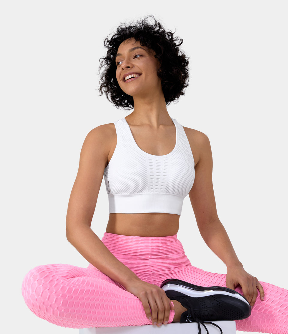 Seamless Flow Low Support Cut Out Patchwork Yoga Sports Bra