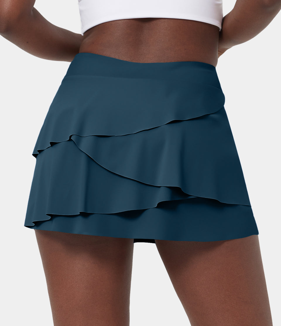 Everyday High Waisted Pocket Tiered Petal 2-in-1 Golf Skirt