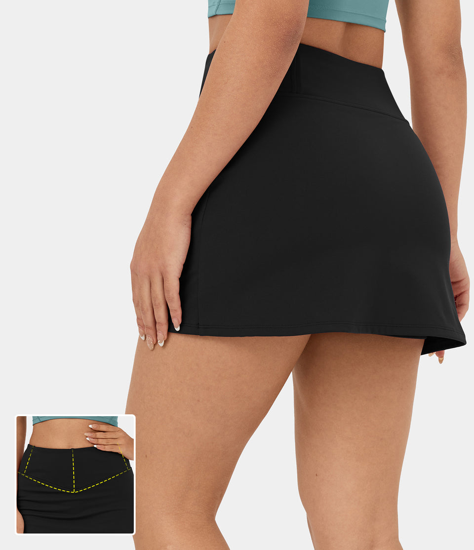 High Waisted Corset 2-in-1 Side Pocket A Line Mini Casual Skirt