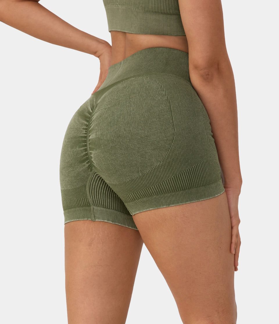 Seamless Flow High Waisted Butt Lifting Ruched Yoga Shorts