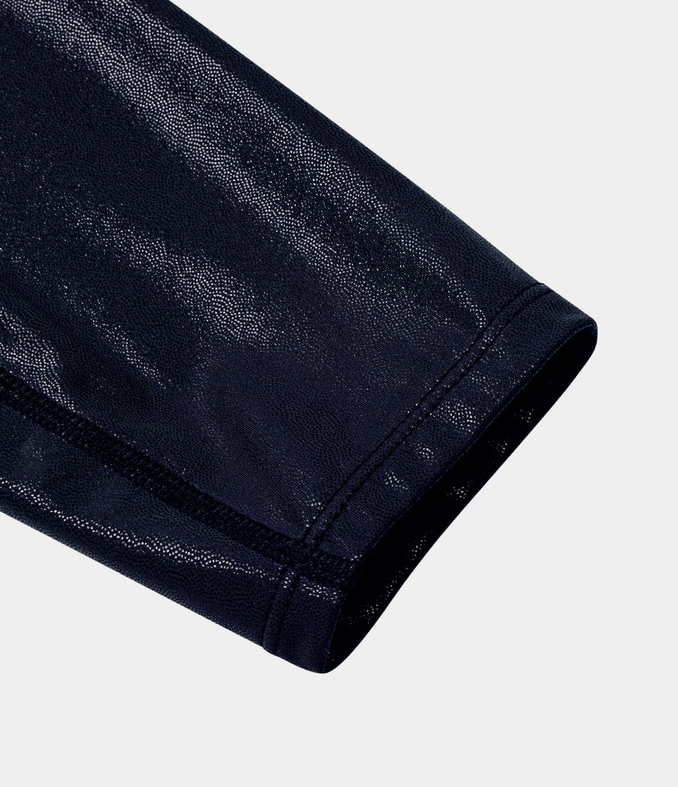 Softlyzero™ Faux Leather Crossover Back Pocket Foil Print Stretchy Casual Leggings
