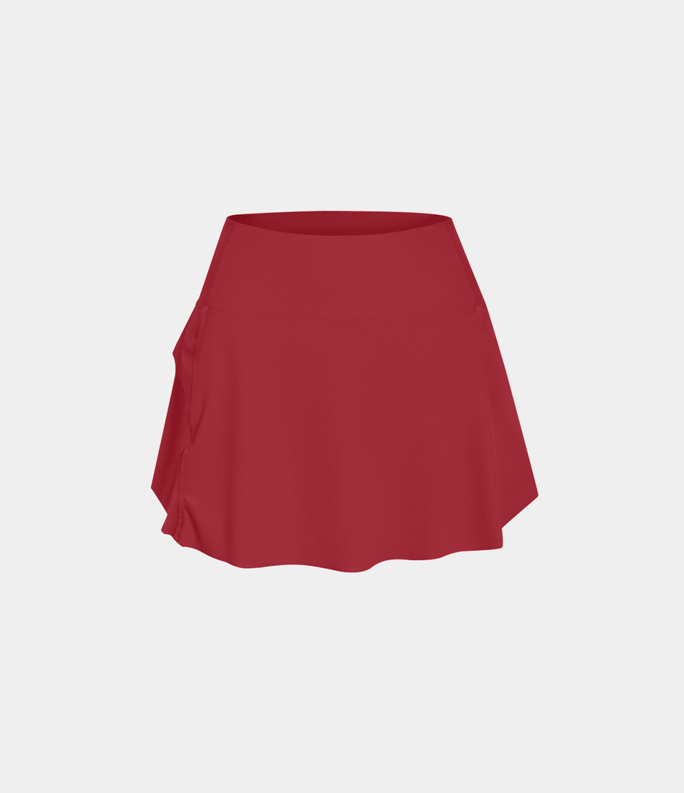 Plain 2-in-1 Back Waistband Pocket Dance Skirt