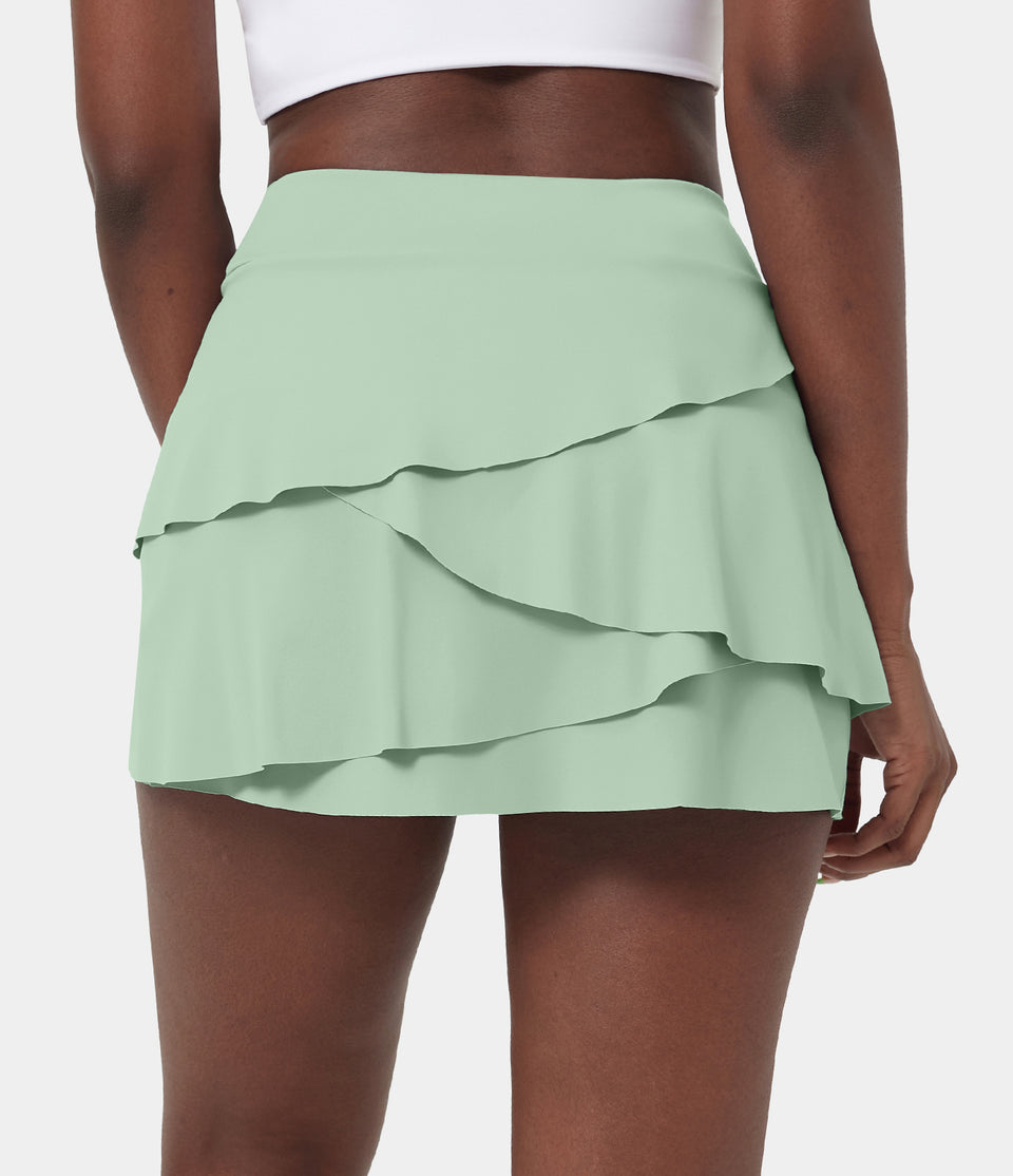 Everyday High Waisted Pocket Tiered Petal 2-in-1 Golf Skirt