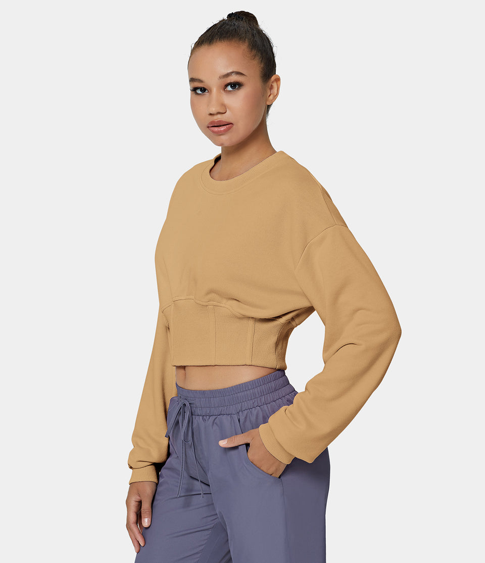 Corset Plain Cropped Sweatshirt