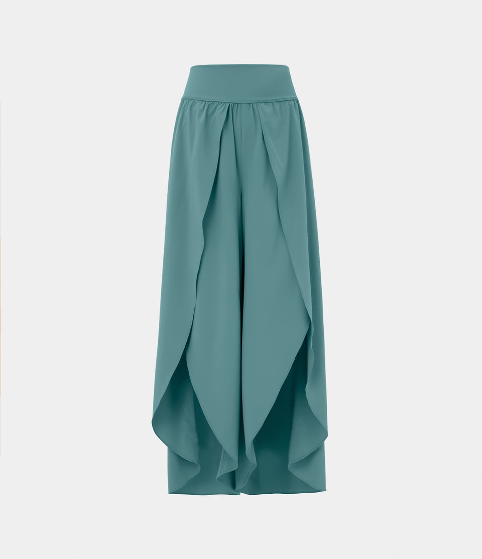 Breezeful™ High Waisted Back Waistband Pocket Palazzo Flowy Split Wide Leg Quick Dry Casual Pants