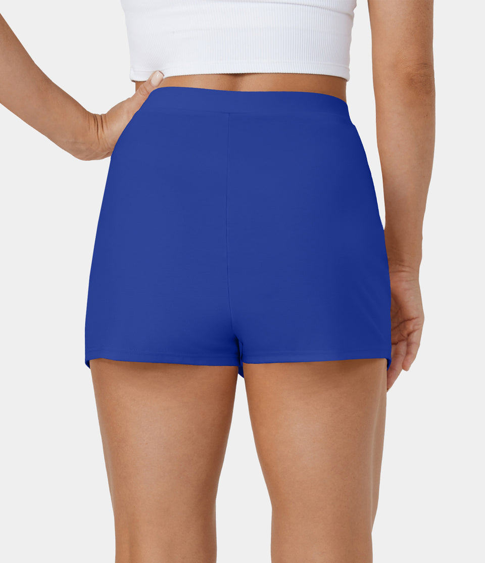 High Waisted Twisted 2-in-1 Side Pocket Golf Shorts 2''-Golf Tee Pocket