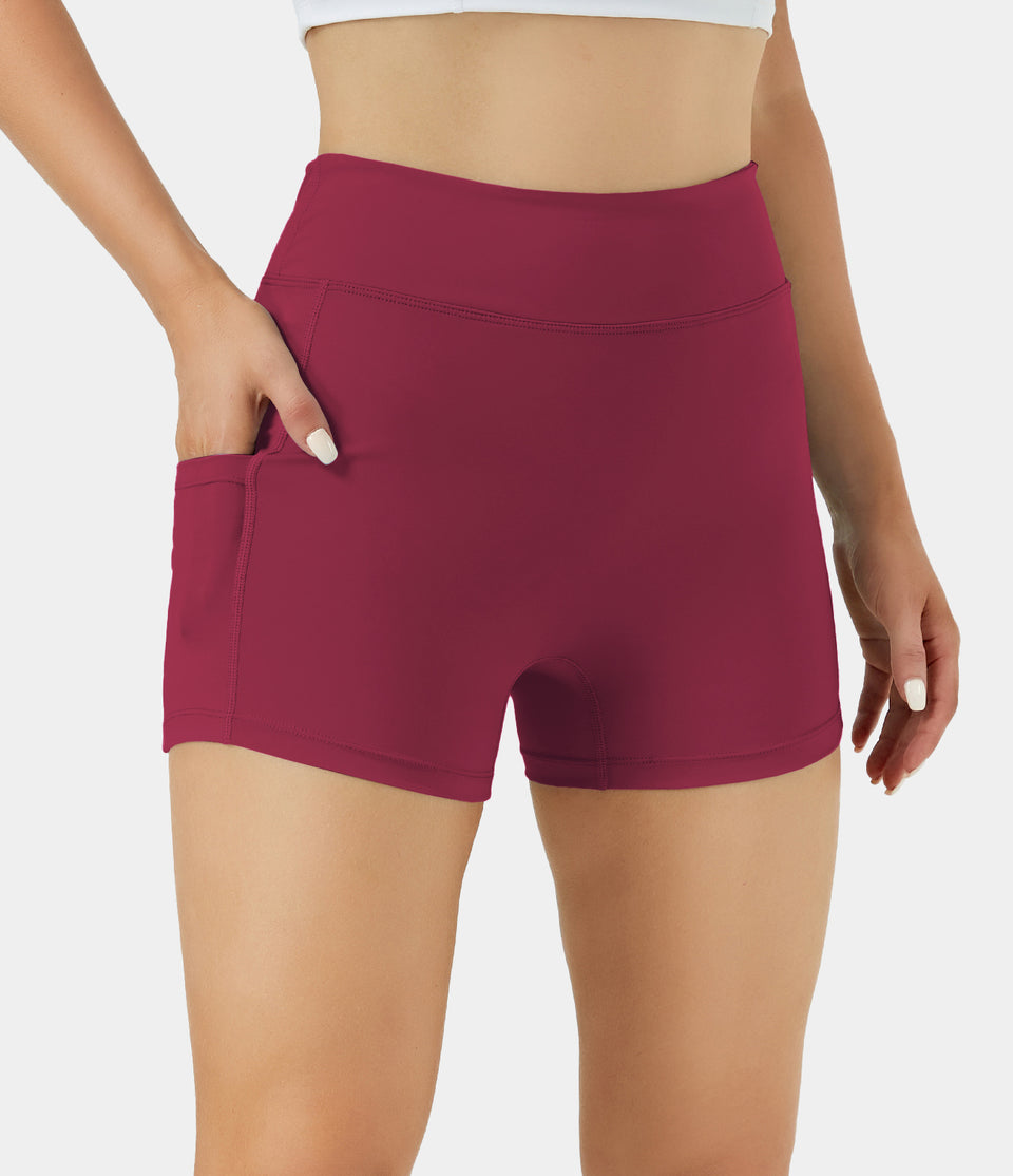 Softlyzero™ Airy High Waisted Side Pocket Plain Cool Touch Yoga Shorts 3.5"-UPF50+