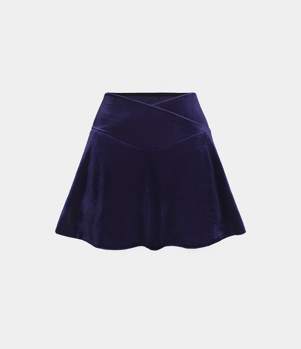 Everyday Crossover Side Pocket 2-in-1 Velvet Casual Skirt-Lucid