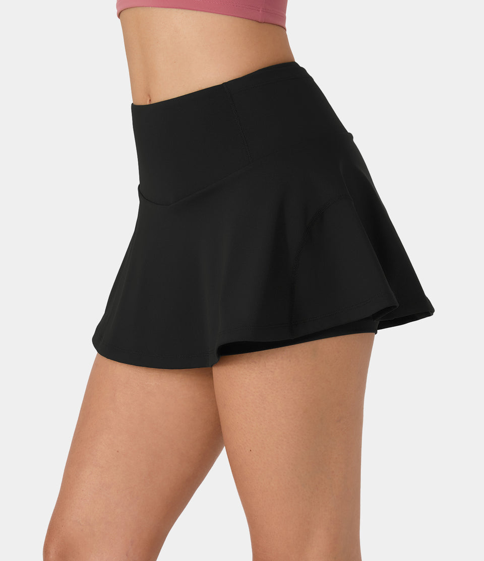 Softlyzero™ Airy Side & Back Waistband Pocket 2-in-1 Flare Cool Touch Tennis Skirt-UPF50+