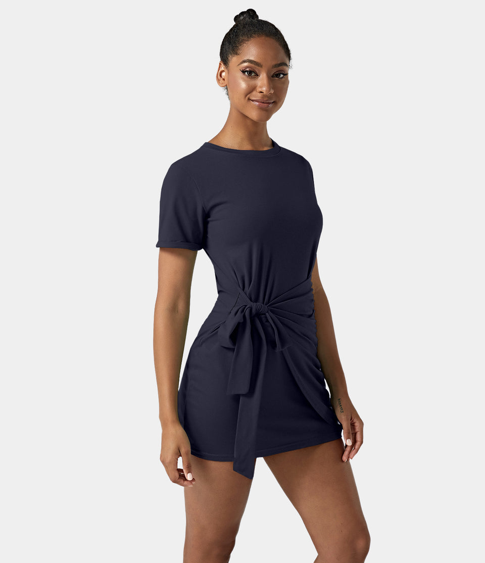 Everyday Tie Knot Ruched Mini Chill Dress-Belle
