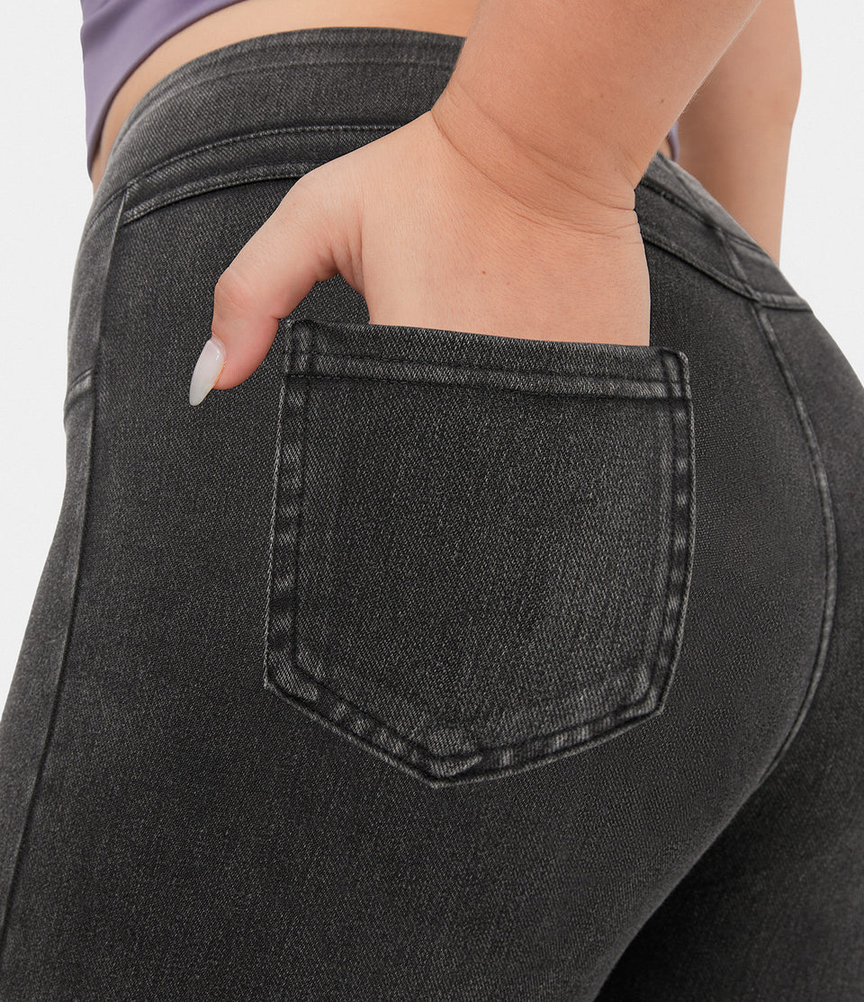 HalaraMagic™ High Waisted Back Side Pocket Stretchy Knit Denim Plus Size Casual Leggings