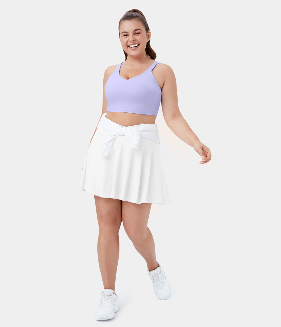 Softlyzero™ Airy Comfy High Waisted Crossover 2-in-1 Side Pocket Plus Size Flare Cool Touch Tennis Skirt-UPF50+