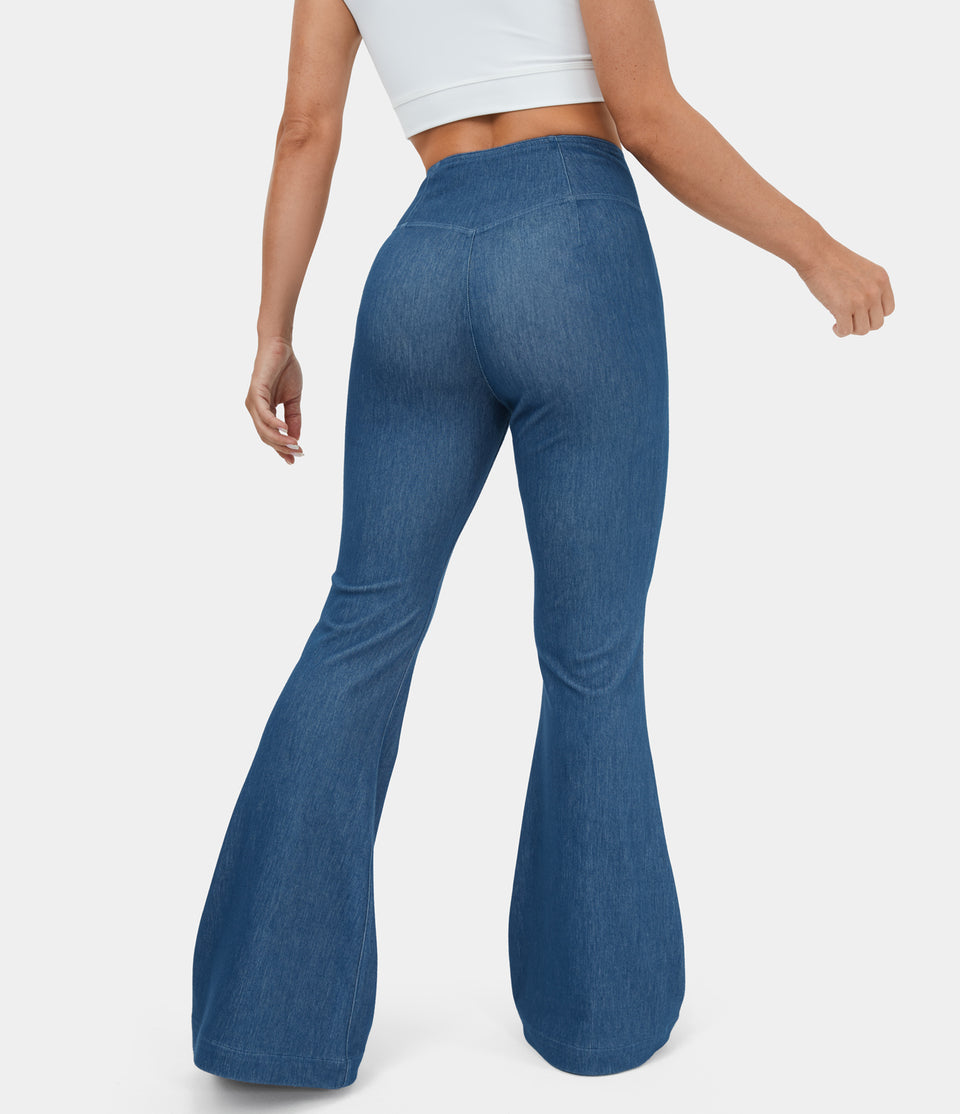 HalaraMagic™ High Waisted Crossover Stretchy Knit Casual Flare Jeans