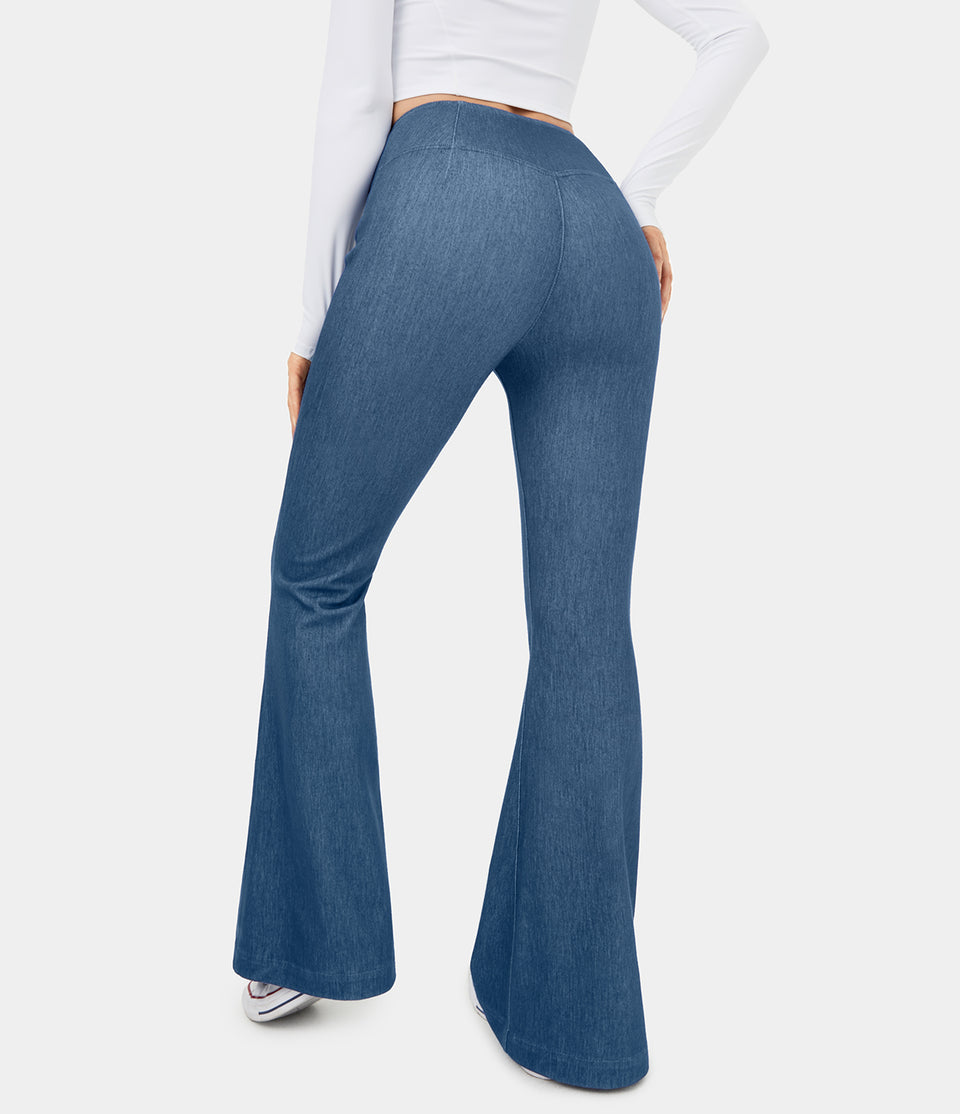 HalaraMagic™ High Waisted Crossover Stretchy Knit Casual Flare Jeans