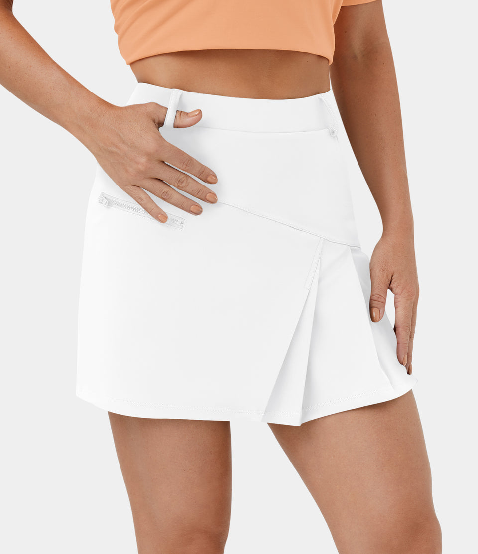 High Waisted 2-in-1 Side Pocket Pleated Golf Skirt