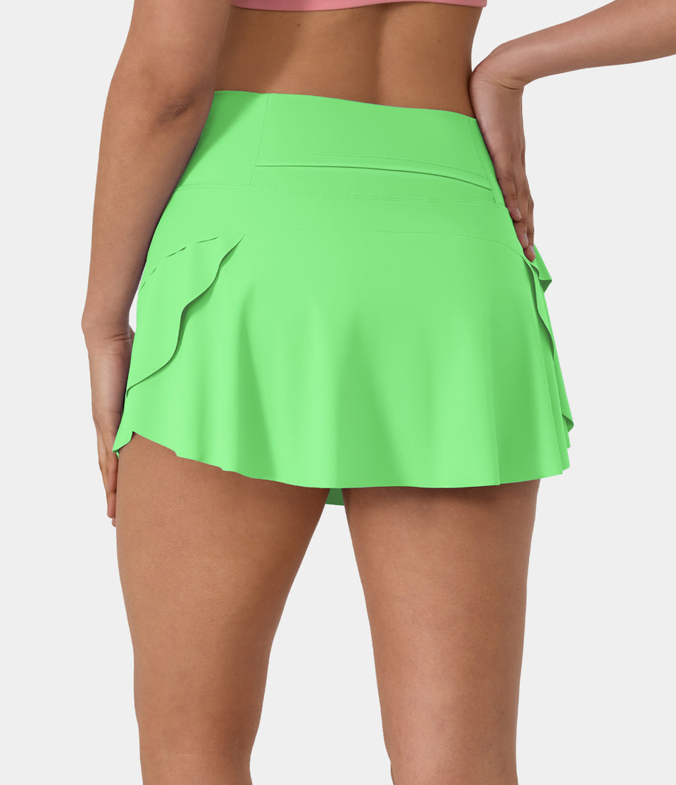 Plain 2-in-1 Back Waistband Pocket Dance Skirt