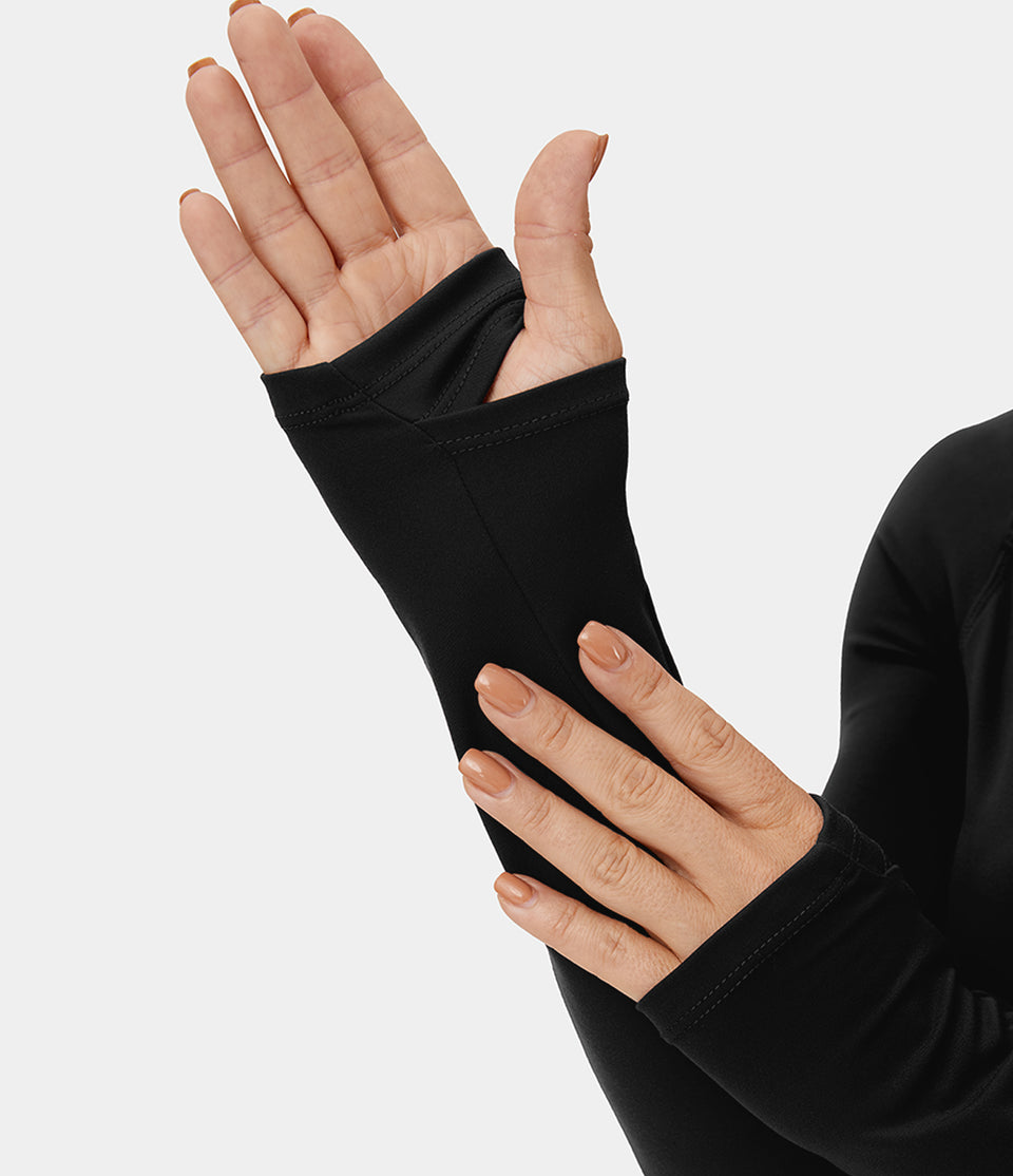 Softlyzero™ Plush Long Sleeve Thumb Hole Cut Out Cropped Dance Sports Top-UPF50+