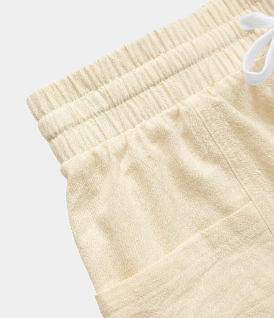High Waisted Drawstring Side & Back Pocket Casual Cotton Shorts 4''