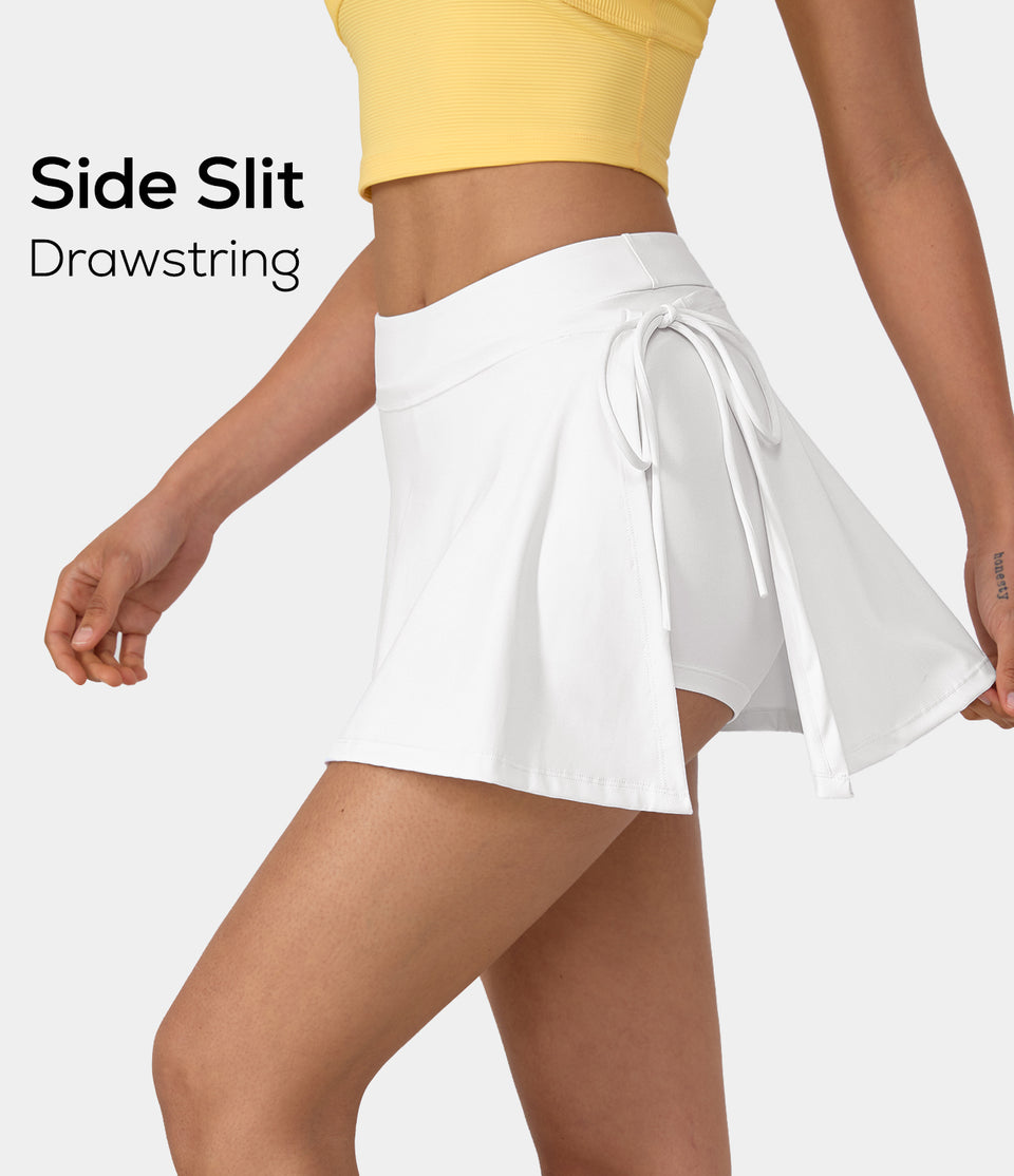 Everyday Softlyzero™ Airy Mid Rise Tie Side A Line 2-in-1 Side Pocket Mini Cool Touch Skirt-UPF50+