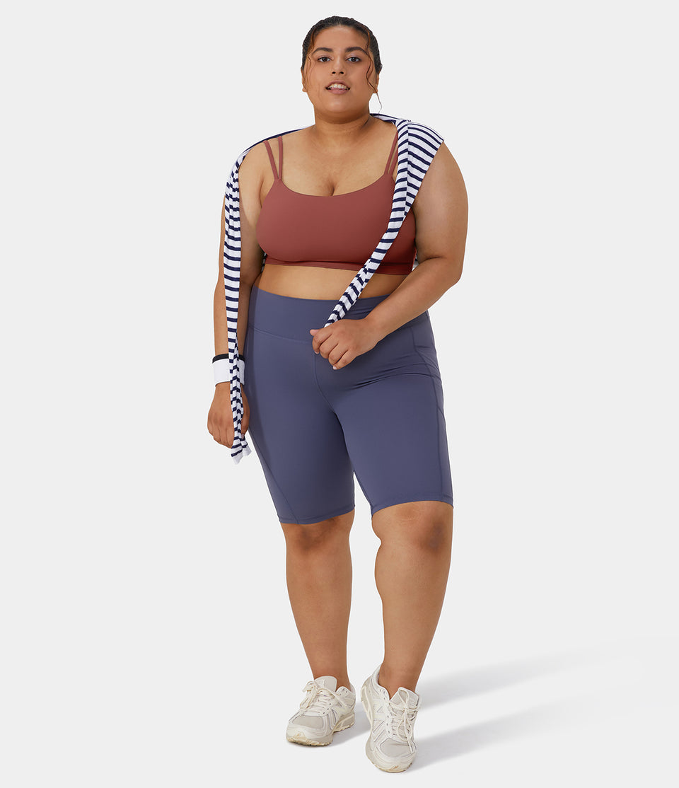 Double Straps Backless Twisted Workout Plus Size Cropped Tank Top