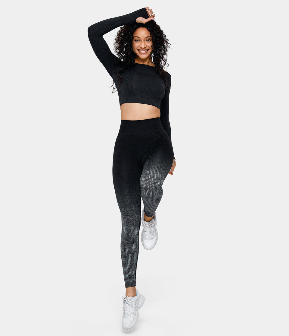 Seamless Flow Breathable Thumb Hole Cropped Sports Top