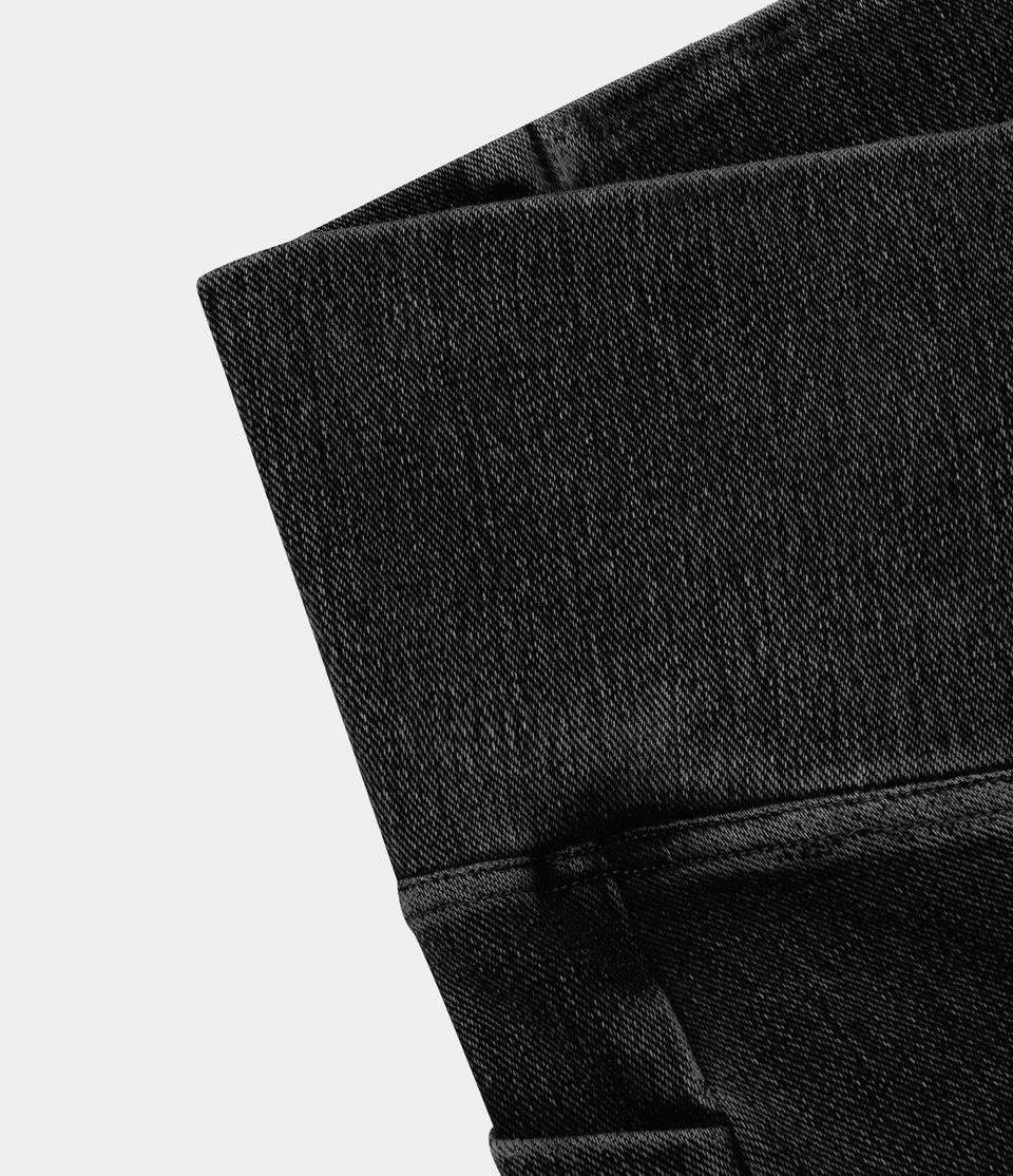 HalaraMagic™ Crossover Side Pocket Washed Stretchy Knit Denim Work Leggings