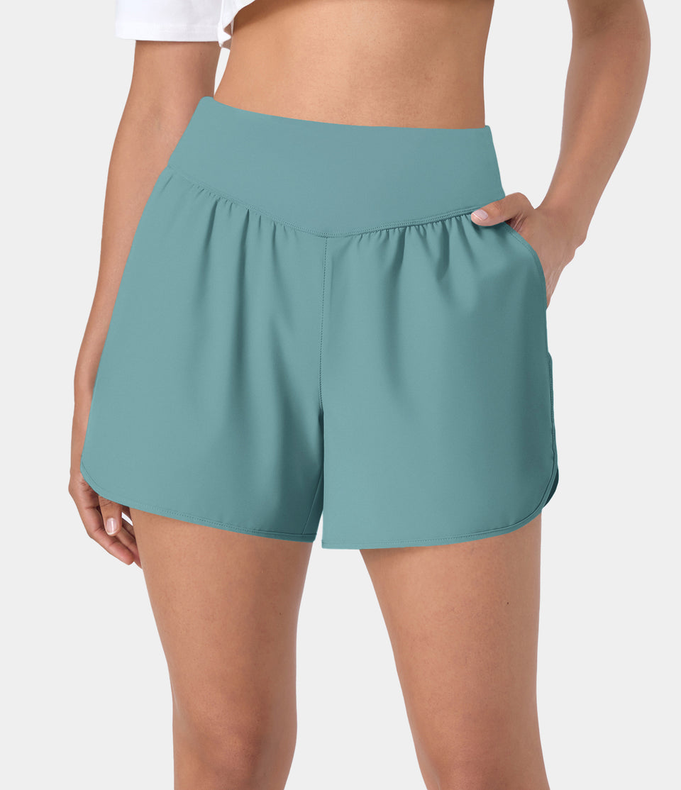 Breezeful™ High Waisted Side Pocket Quick Dry Casual Shorts 4"
