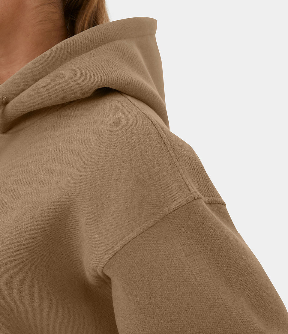 Hooded Drawstring Dropped Shoulder Kangaroo Pocket Fleece Hoodie Sweatshirt