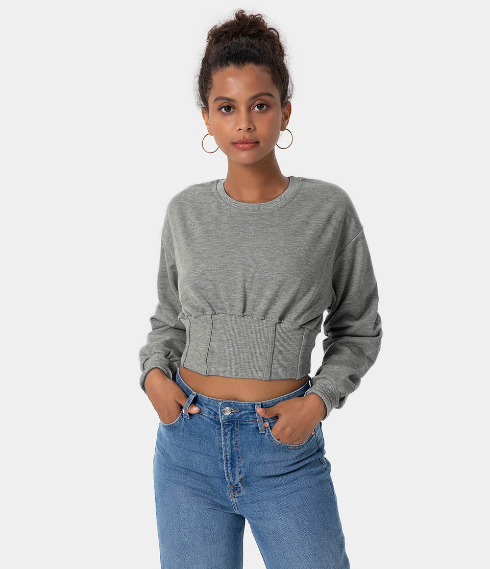 Corset Plain Cropped Sweatshirt