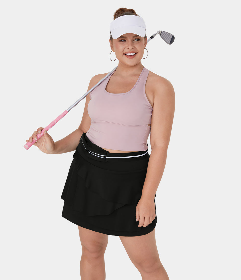 Everyday High Waisted Pocket Tiered Petal 2-in-1 Plus Size Golf Skirt