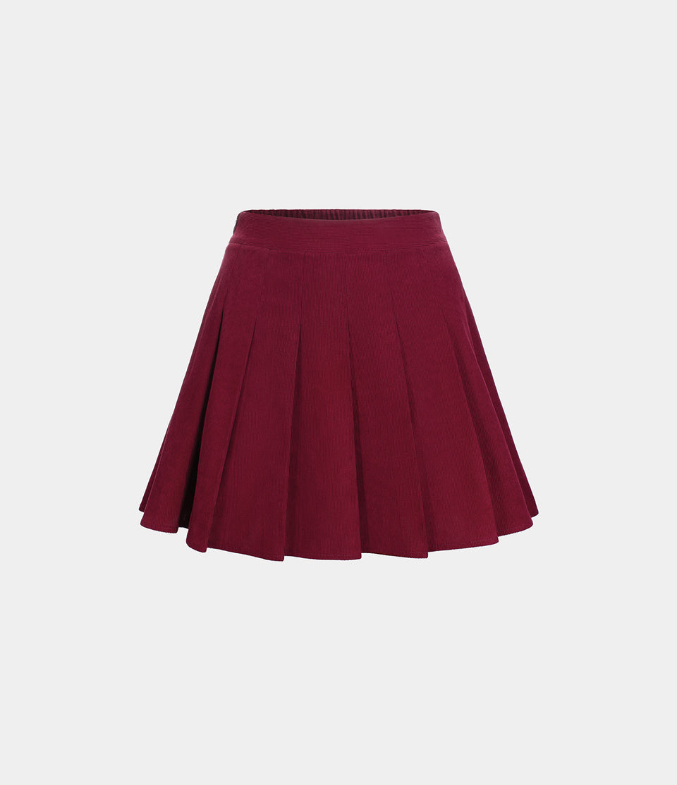 Everyday 2-in-1 Side Pocket Pleated Corduroy Skirt-Airy