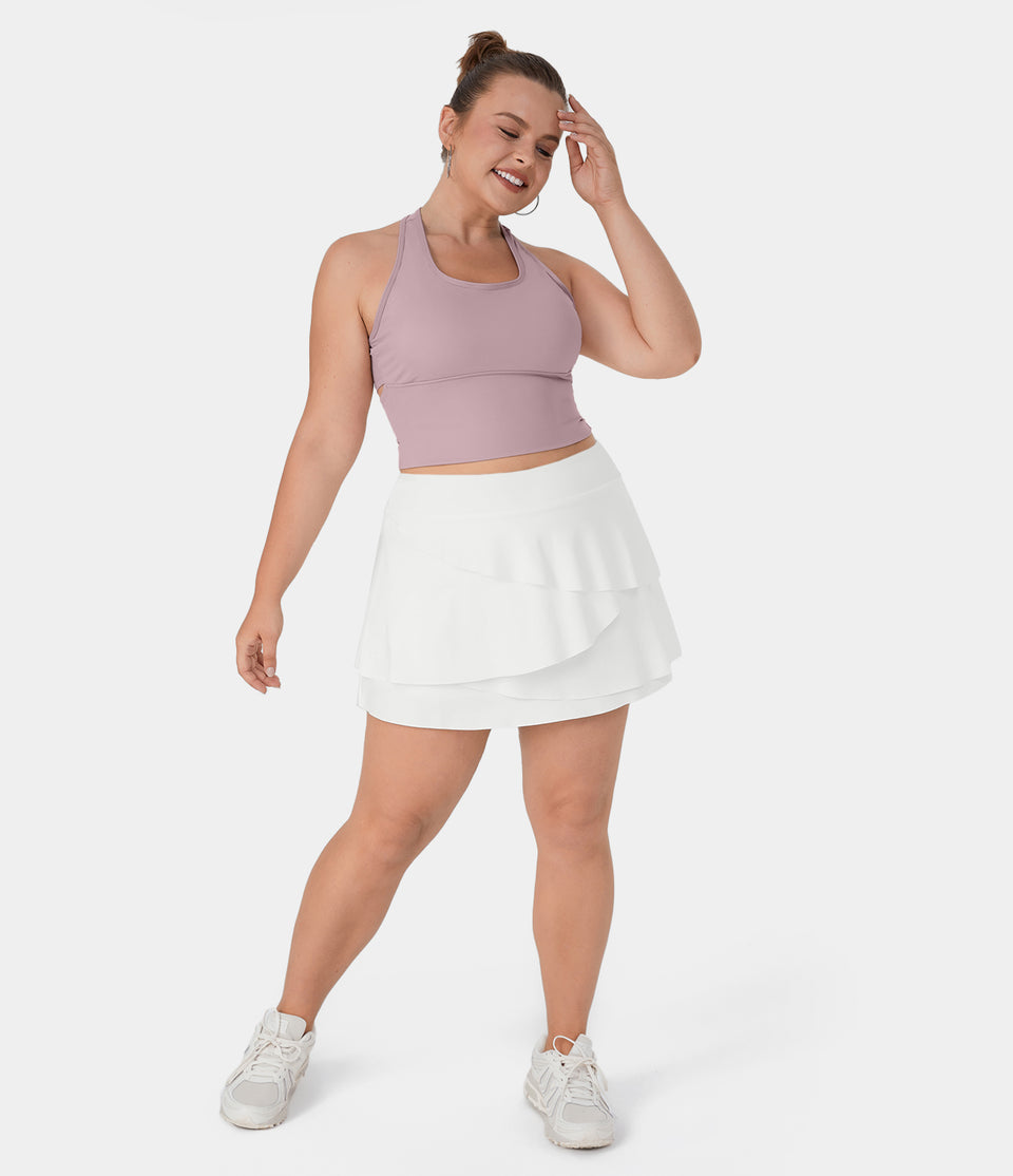 Everyday High Waisted Pocket Tiered Petal 2-in-1 Plus Size Golf Skirt